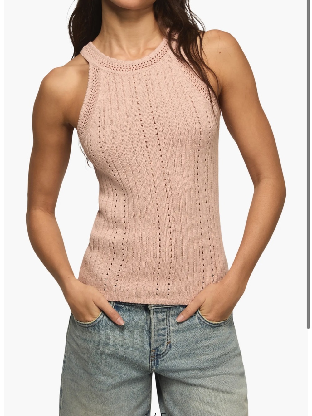 Lucky Brand Blush Pink Knit Halter Tank